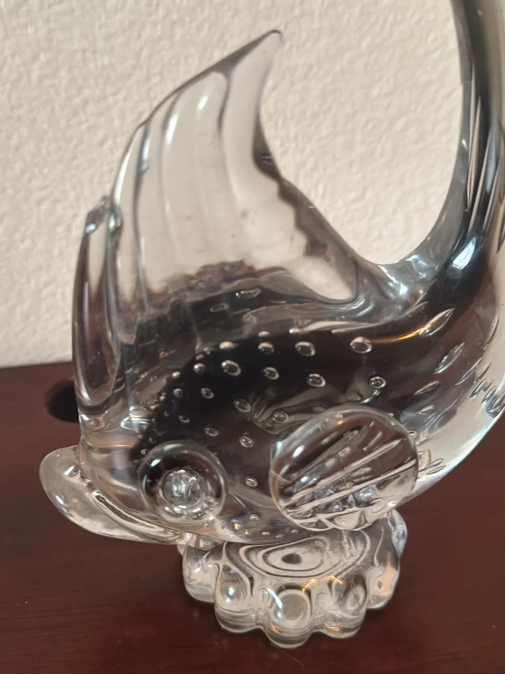 Murano Clear Glass Fish Ornament - Decorative Aquarium Accent